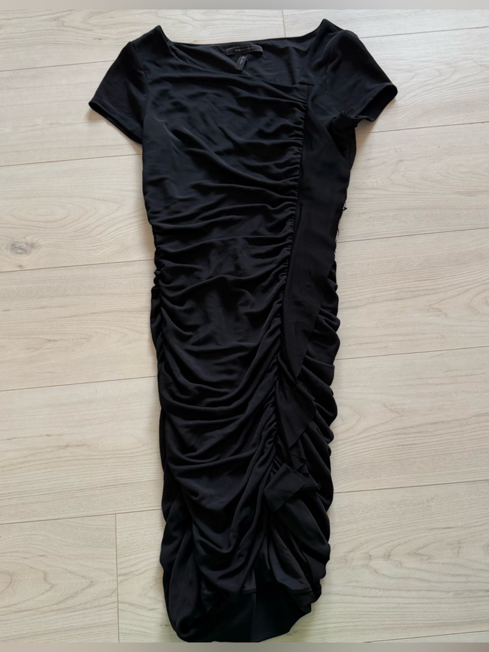 BCBGMaxAzria Black Ruched Midi Dress